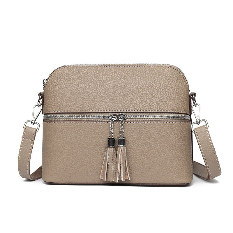 Fashion Casual Large Capacity Shell Bag Top Layer Leather One-shoulder Crossbody Bag