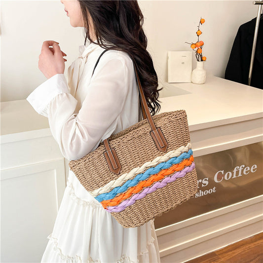 Woven Vegetable Basket Tote Large Capacity Straw Bag