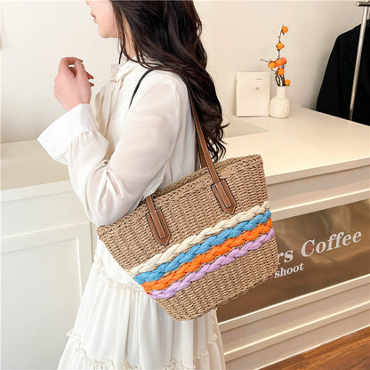 Woven Vegetable Basket Tote Large Capacity Straw Bag