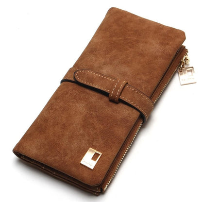 Retro matte leather two-fold draw long wallet multi-card lady wallet