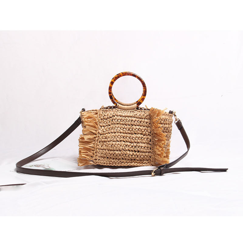 Straw Woven Beach One-shoulder Diagonal Across