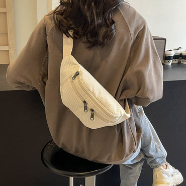 Simple Fashion Solid Color Casual Sports Corduroy Shoulder Messenger Bag