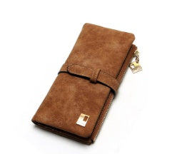Retro matte leather two-fold draw long wallet multi-card lady wallet