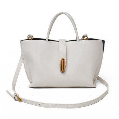 Simple Elegant Oil Wax Leather Portable Bucket Bag