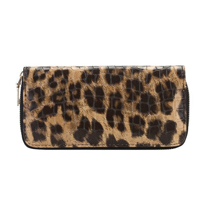 Ladies Leopard Print Zip Wallet