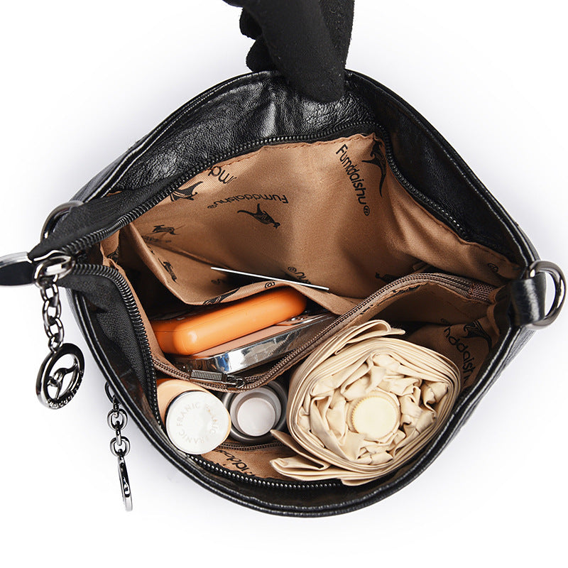 Soft Leather Bucket Bag Women's New Fashion Leather Embossed Large Capacity