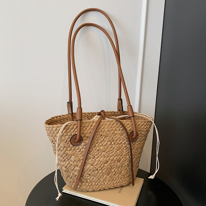 New Large Capacity Shoulder Hand-carrying Dual-use Woven Bag