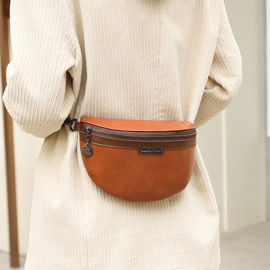 Women's Chest Texture Semi-circular Saddle Bag