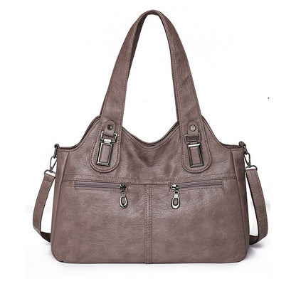 Soft Leather Large Capacity Handbag Fashion Retro Shoulder