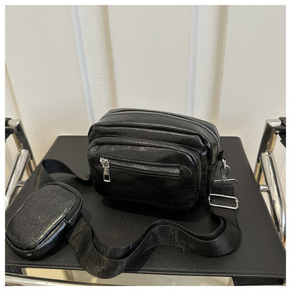 Simple Casual Wide Shoulder Strap Western Style Crossbody Shoulder Commuter Small Square Bag