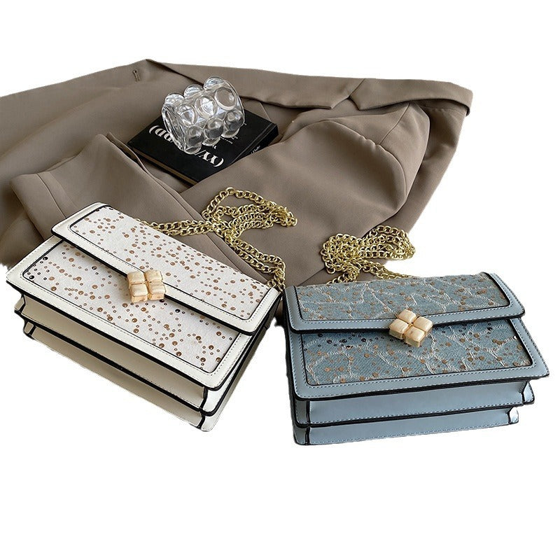 Net Red Bag Chain Crossbody Small Square Bag Double Compartment