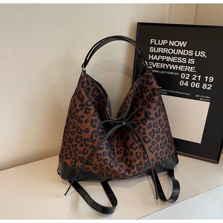 Leopard Print Personality Large Capacity Fashion Backpack Three-purpose