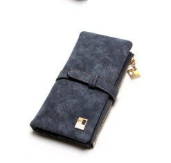 Retro matte leather two-fold draw long wallet multi-card lady wallet