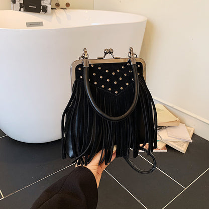 Tassel Bag Women's Retro Rivet Shoulder Messenger Bag