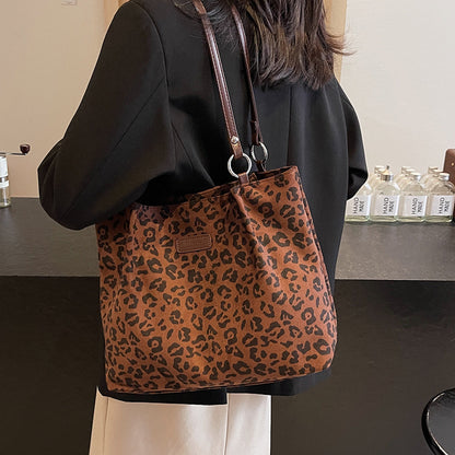Shoulder Large Capacity Leopard Print Canvas Big Bag
