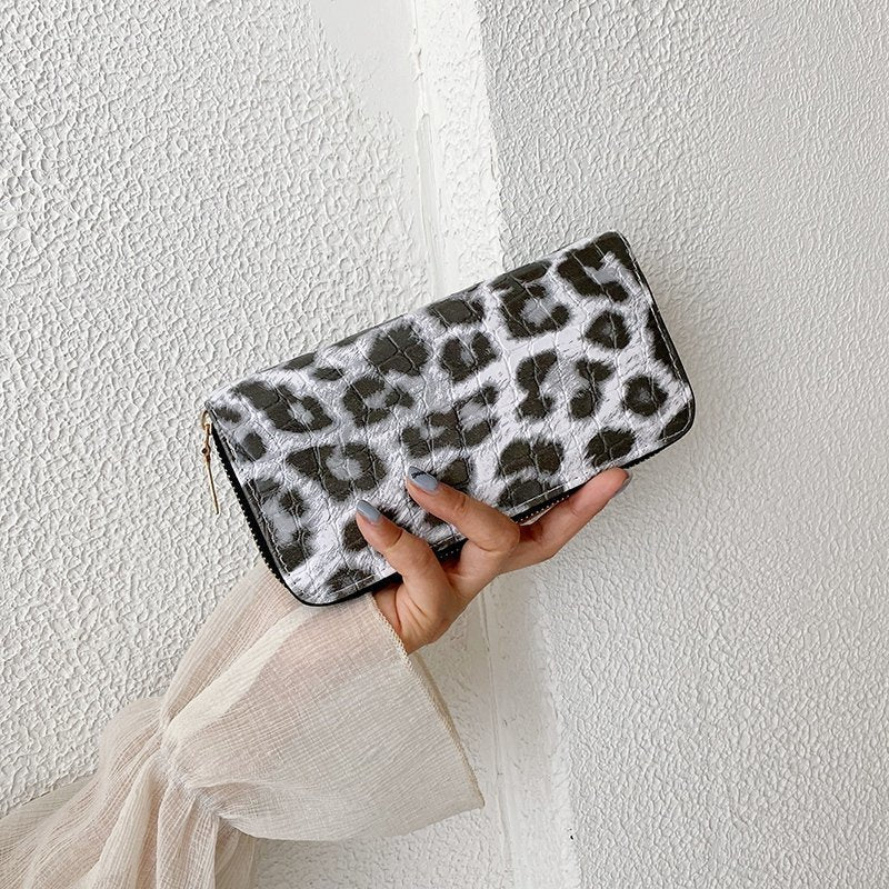 Ladies Leopard Print Zip Wallet