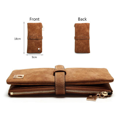 Retro matte leather two-fold draw long wallet multi-card lady wallet