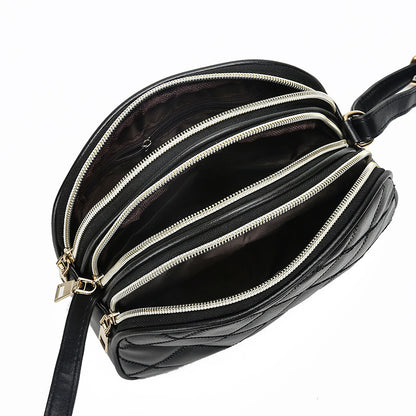 Simple Texture Fashion Rhombus Embroidery Thread Shoulder Bag