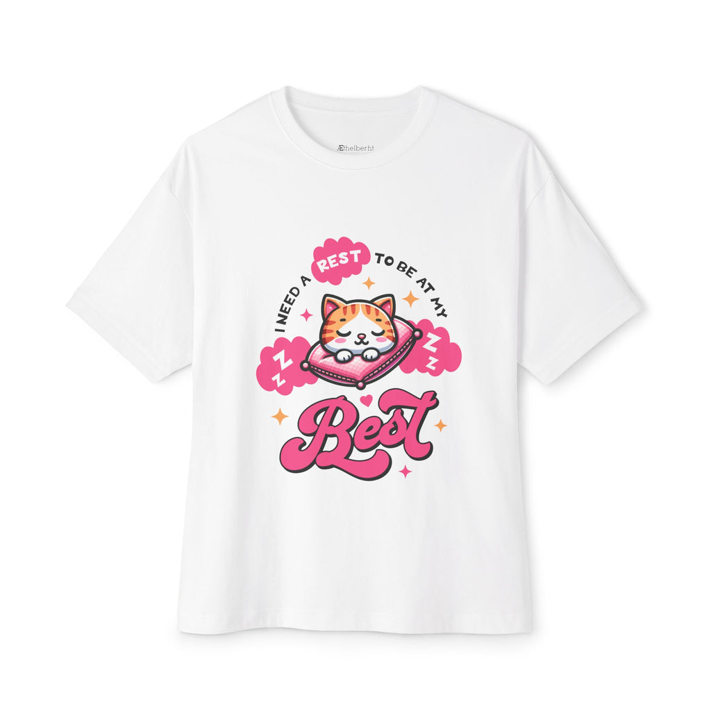 I need a rest to be at my best. Cute cat sleeping.  Oversized Boxy Tee