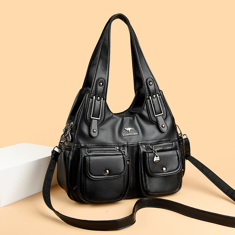 Middle-aged Mom Solid Color Crossbody Handbag