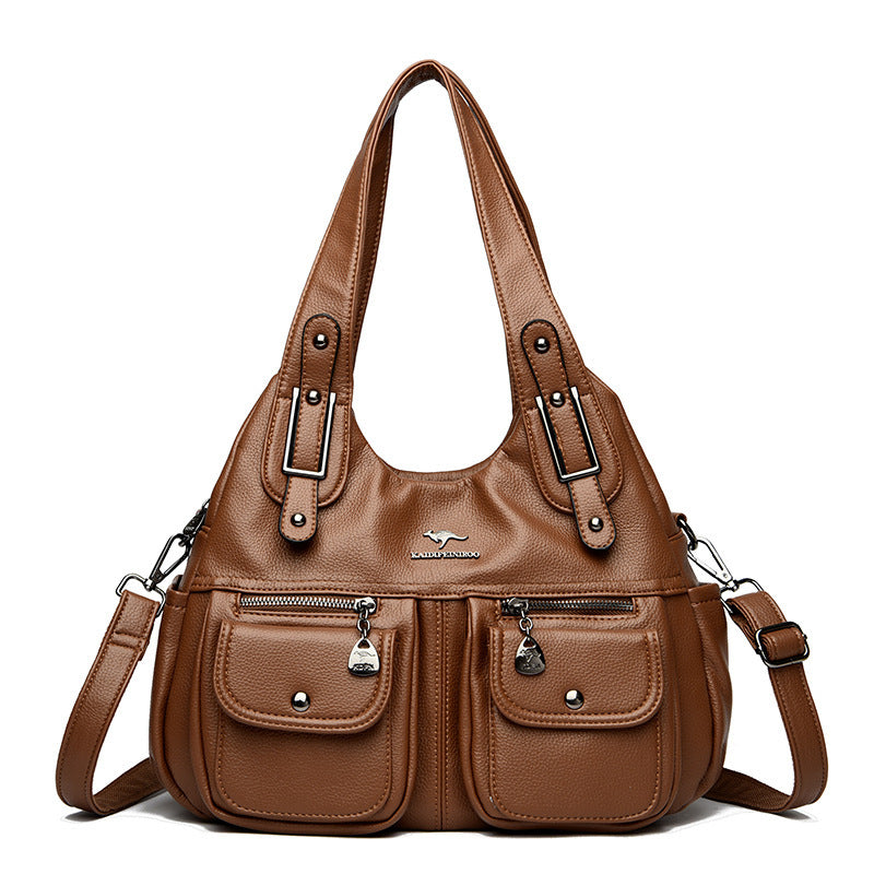 Middle-aged Mom Solid Color Crossbody Handbag