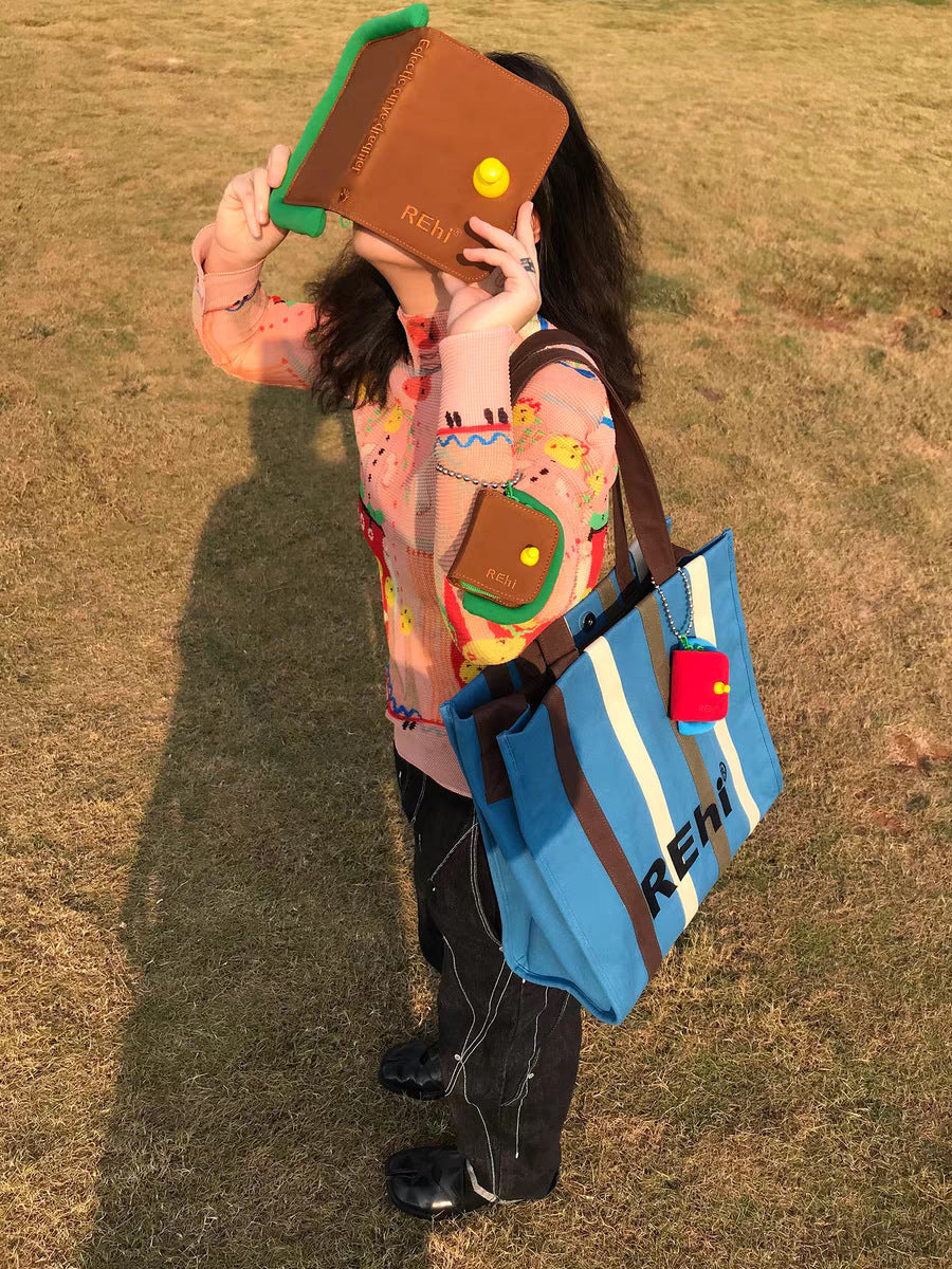 Class Canvas Bag Large Capacity Casual Easy Matching Tote Bag Shoulder Messenger Bag