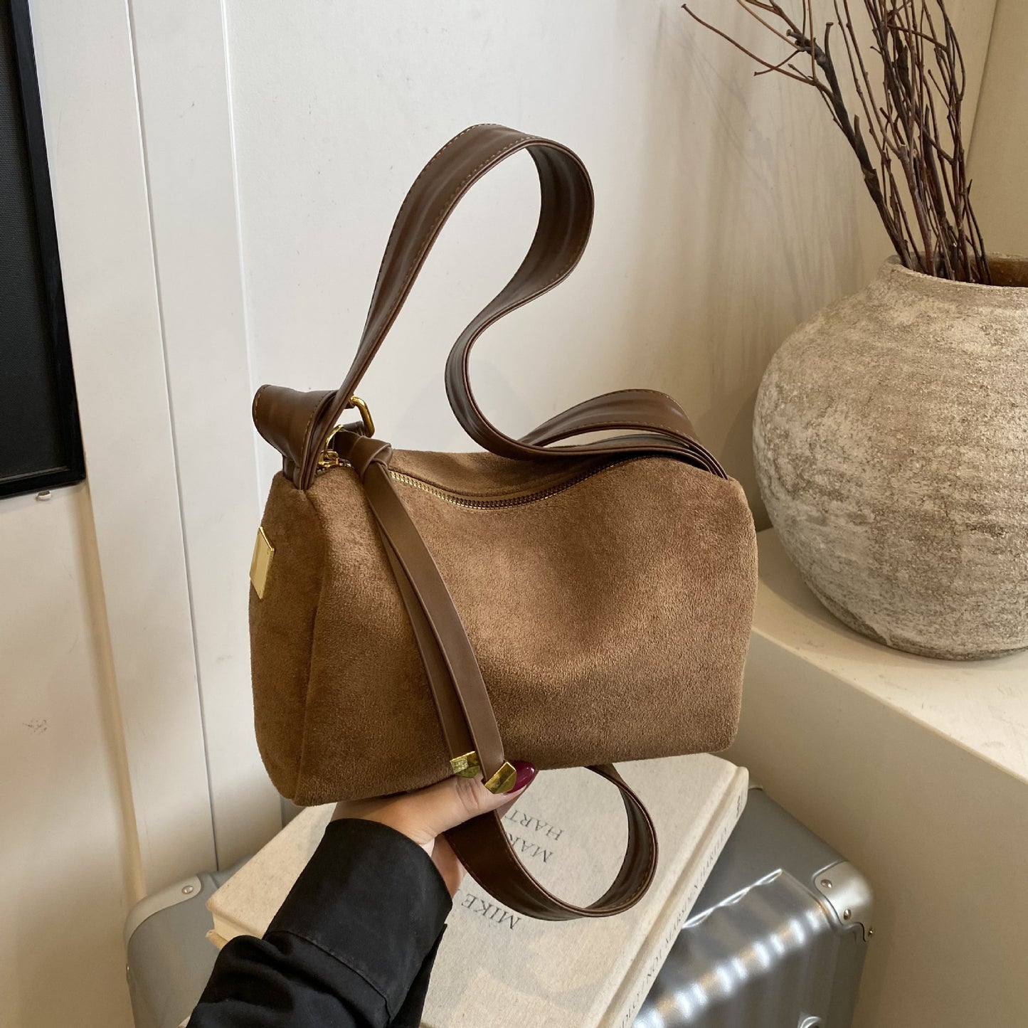 Leather Women's Vintage Suede Underarm Bag