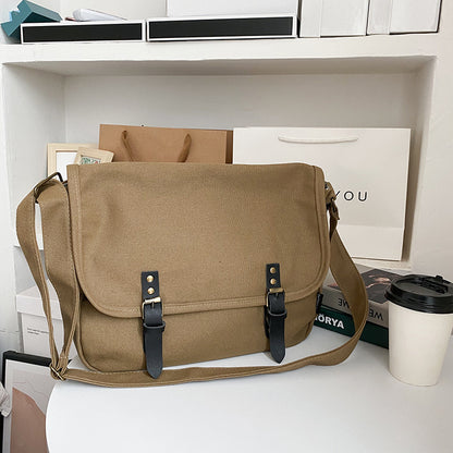 Tooling Messenger Bag Retro Flip Canvas Schoolbag