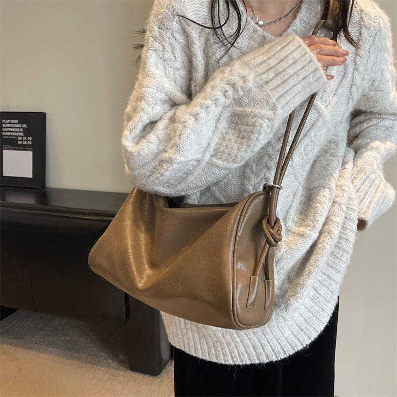 Simple Texture Hobo Fashion All-matching Large Crossbody Bag