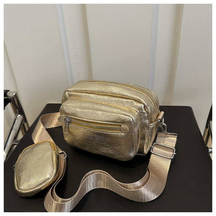 Simple Casual Wide Shoulder Strap Western Style Crossbody Shoulder Commuter Small Square Bag