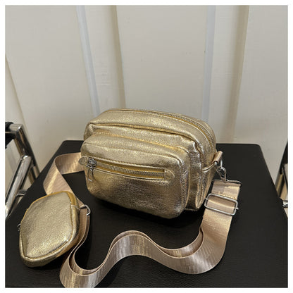 Simple Casual Wide Shoulder Strap Western Style Crossbody Shoulder Commuter Small Square Bag