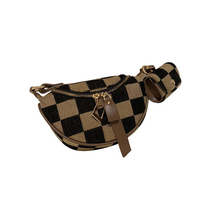 New Western Style All-matching Chessboard Plaid Crossbody Bag