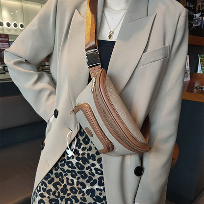 Women's Contrast Color Large Capacity Soft Leather Small Portable All-match Trendy Crossbody Bag