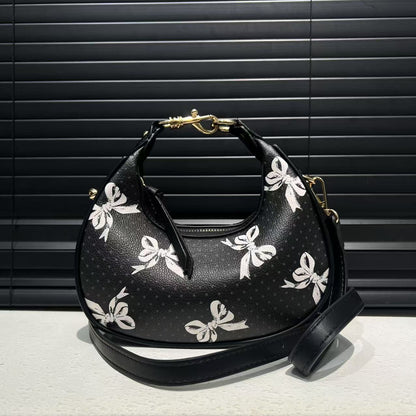 Stitching Soft Leather Hobos Cute Simple Shoulder Crossbody Bag