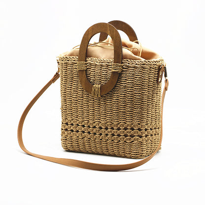 Women's One-shoulder Hand-held Grass Hollow Woven Paper