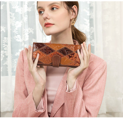 Long Leather Fashion Retro Large-capacity Ladies Wallet