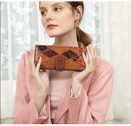 Long Leather Fashion Retro Large-capacity Ladies Wallet