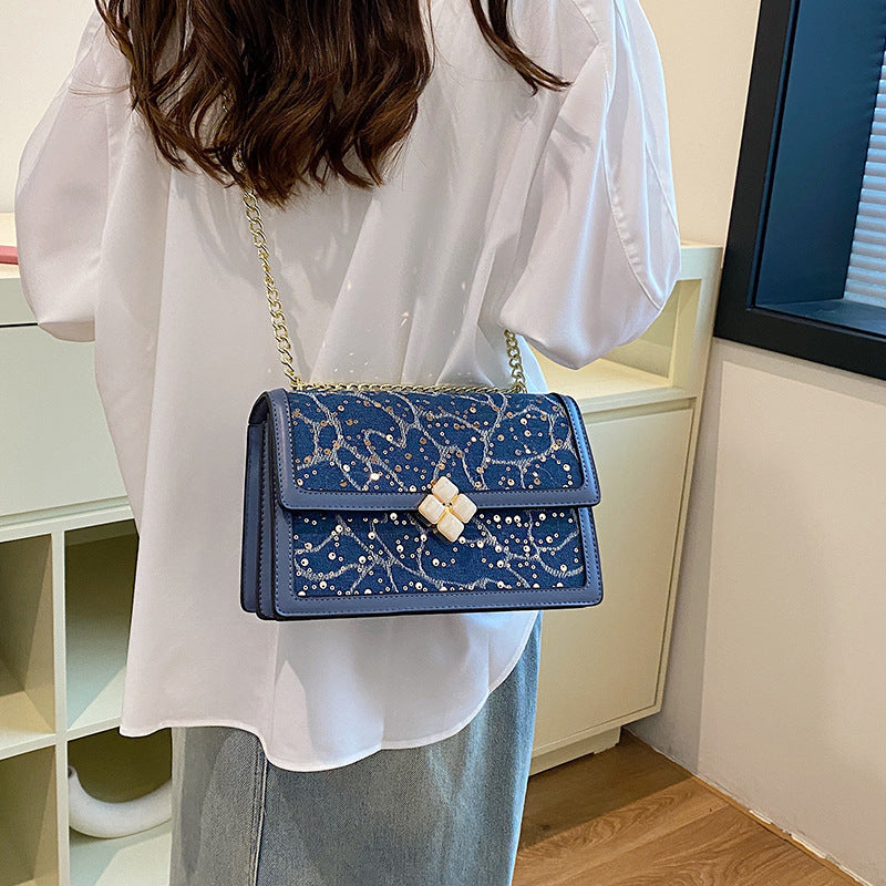 Net Red Bag Chain Crossbody Small Square Bag Double Compartment