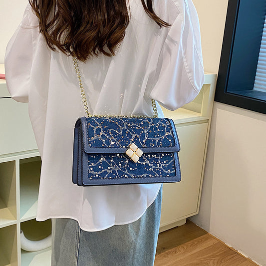 Net Red Bag Chain Crossbody Small Square Bag Double Compartment