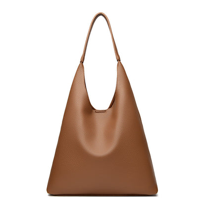 Retro Large Capacity Shoulder Bag Soft Leather Underarm Crossbody Bag