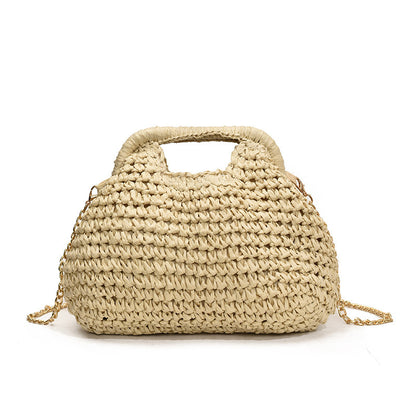 Straw Casual Korean Fashion Women's Woven Chain Small Bucket Bag