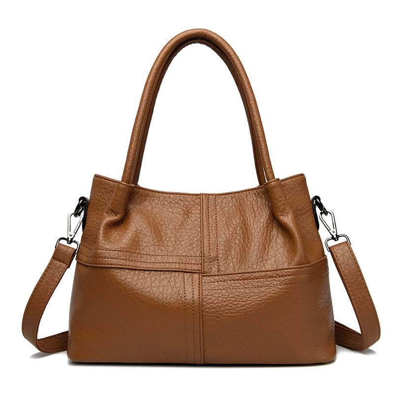 Women's Soft Leather Commuter Tote Bag Simple Shoulder Messenger Bag