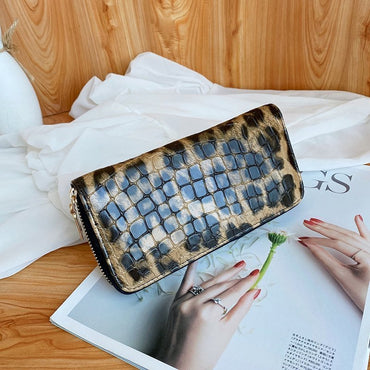 Ladies Leopard Print Zip Wallet