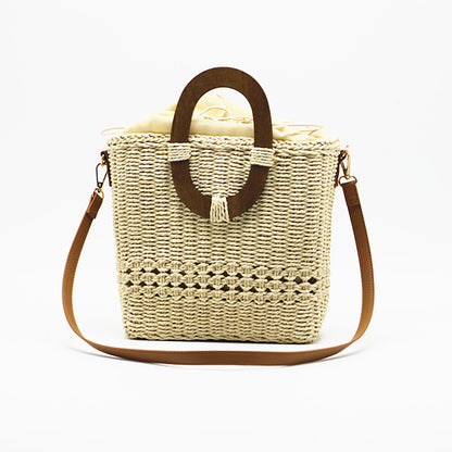 Women's One-shoulder Hand-held Grass Hollow Woven Paper