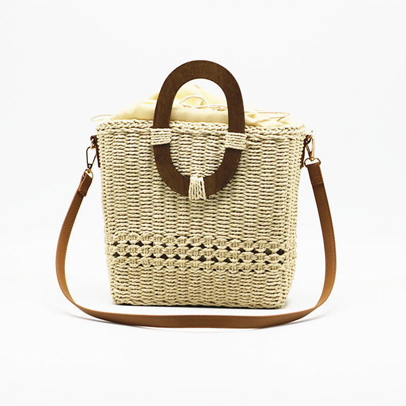 Women's One-shoulder Hand-held Grass Hollow Woven Paper