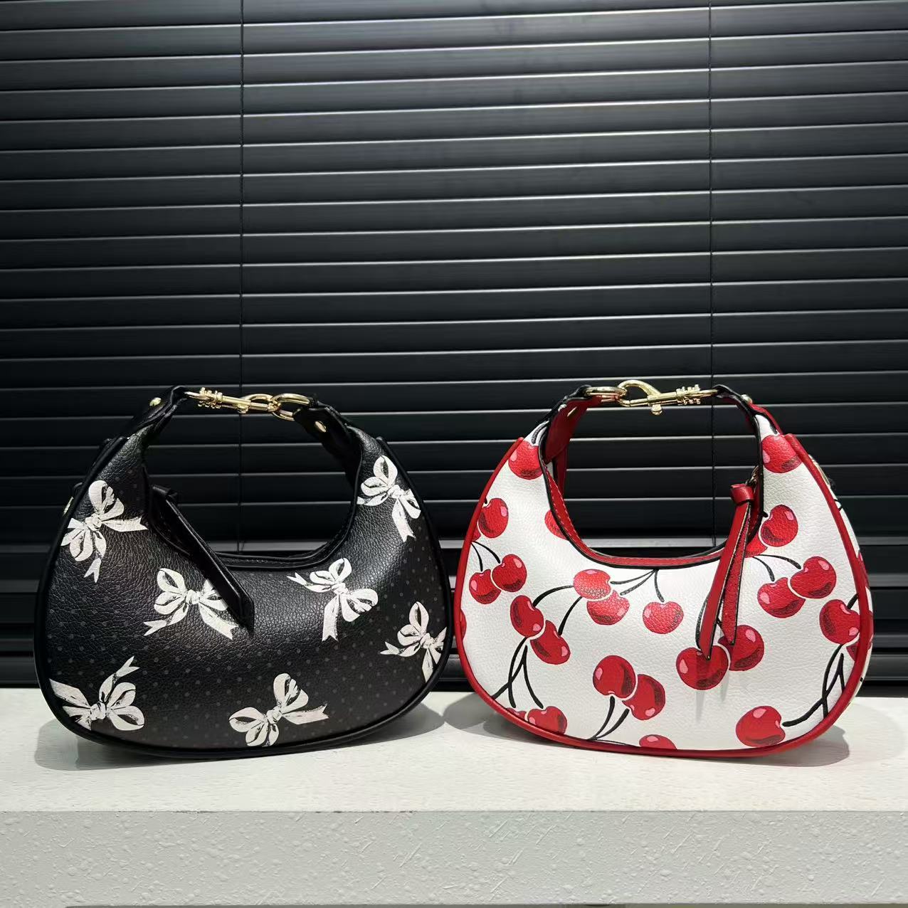 Stitching Soft Leather Hobos Cute Simple Shoulder Crossbody Bag