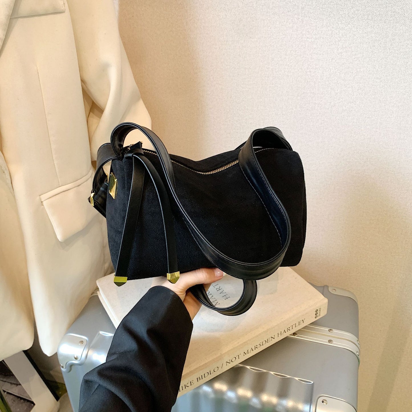 Leather Women's Vintage Suede Underarm Bag