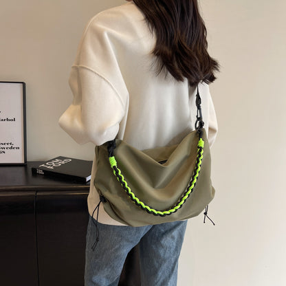 Orange Crossbody Bag Nylon Large Capacity Student Schoolbag