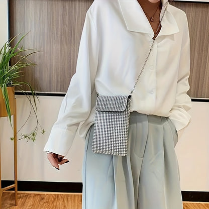 Women's Crossbody Bag Glitter Rhinestone Evening Bag Purse Sequin Wedding Handbag Cell Phone Purse Wallet