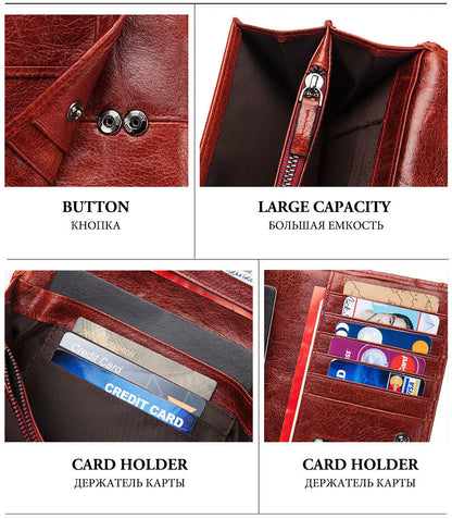 Women's leather long multi-card large capacity clutch